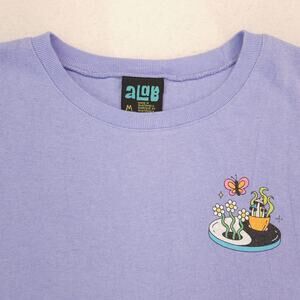 Alab Casual Long Sleeve Crew Neck Graphic T Shirt Womens Size Medium M Purple
